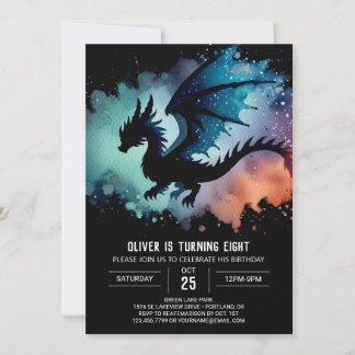 Invitación Dreamy Ferocious Dragon Birthday