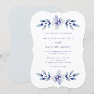 Invitación Dreamy Floral   Boda morado y azul