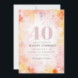Invitación Dreamy Floral Pastel 40º Fiesta de cumpleaños<br><div class="desc">Celebra un hito en una elegancia suave y elegante con esta encantadora invitación floral de 40 años. Delicadas flores de acuarela en rosa pastel, lavanda y naranjas flotan a través de un fondo cálido y ventilado, creando el perfecto toque femenino y caprichoso para una celebración de moda. Ideal para fiestas...</div>