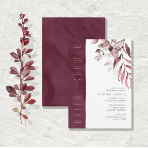 Invitación Dreamy Foliage Bridal Shower Burgundy ID817