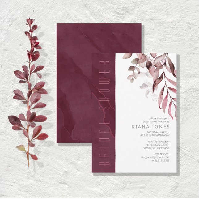 Invitación Dreamy Foliage Bridal Shower Burgundy ID817 (Subido por el creador)