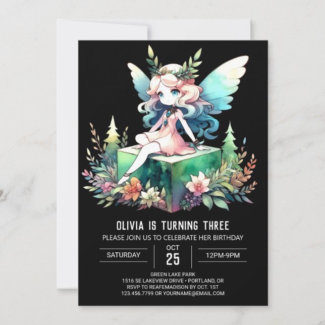 Invitación Dreamy Forest Fairy Birday (Anverso)