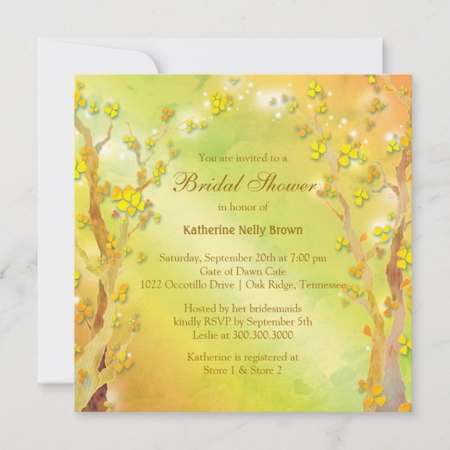 Invitación Dreamy Forest Trees Bridal Shower (Anverso)