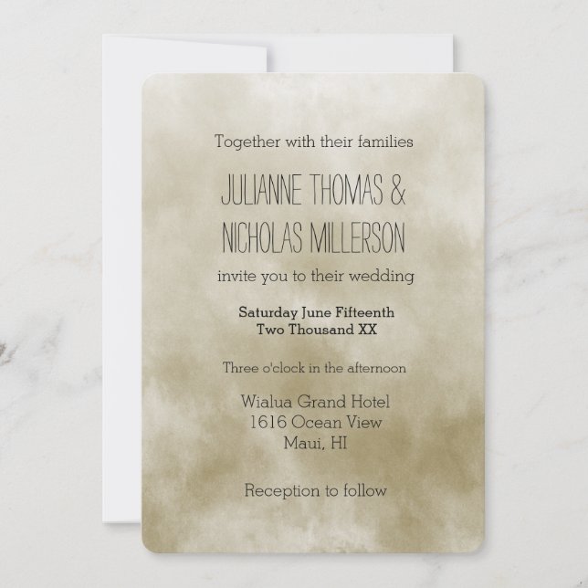 Invitación Dreamy Gold Cream Boda (Anverso)