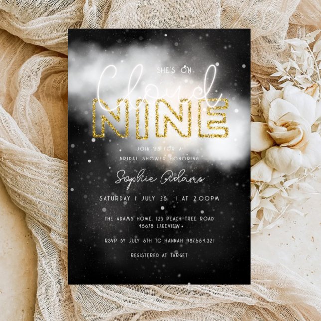 Invitación Dreamy Gold está en Cloud Nueve Bridal Shower (Subido por el creador)