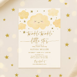 Invitación Dreamy Gold Twinkle Star Cloud Baby Shower