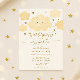 Invitación Dreamy Gold Twinkle Star Cloud Baby Sprinkle