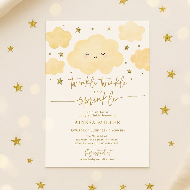 Invitación Dreamy Gold Twinkle Star Cloud Baby Sprinkle (Subido por el creador)