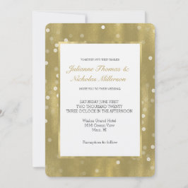 Invitación Dreamy Gold y White Confetti Bokeh Boda