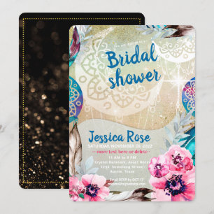 Invitación Dreamy Golden Boho Moon Bridal Shower
