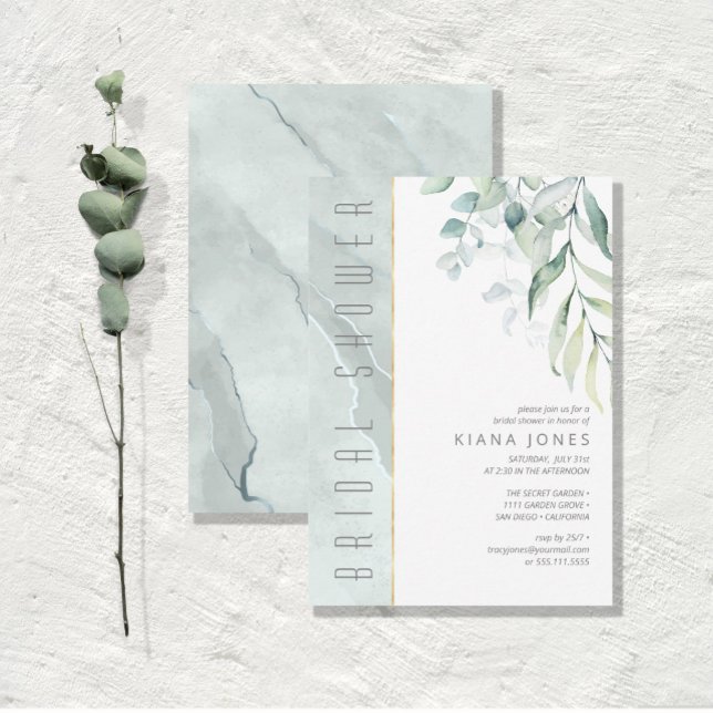 Invitación Dreamy Greenery Bridal Shower Green/Blue ID817 (Subido por el creador)
