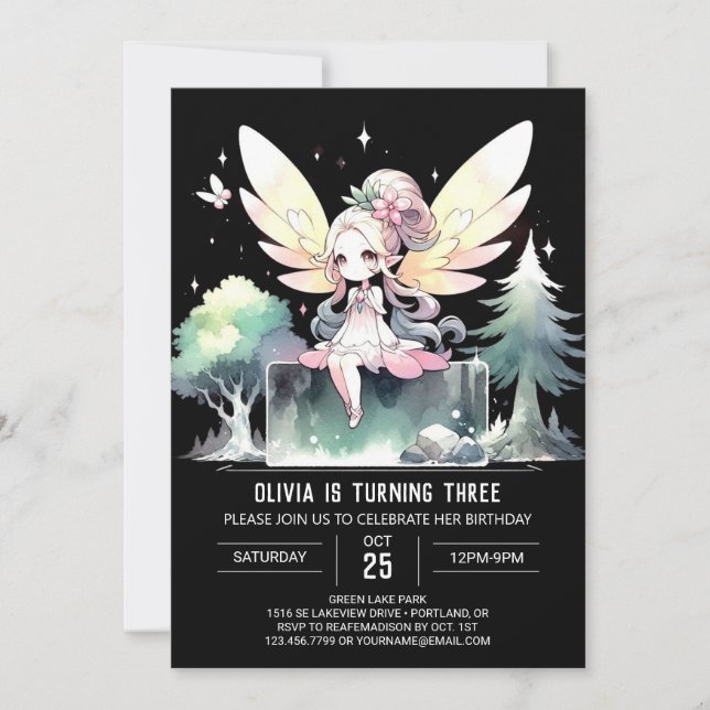 Invitación Dreamy Happy Fairy Birday (Anverso)