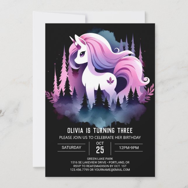 Invitación Dreamy Horse Birthday (Anverso)