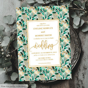 Invitación Dreamy Hunter Green Gold Greeneration Wedding