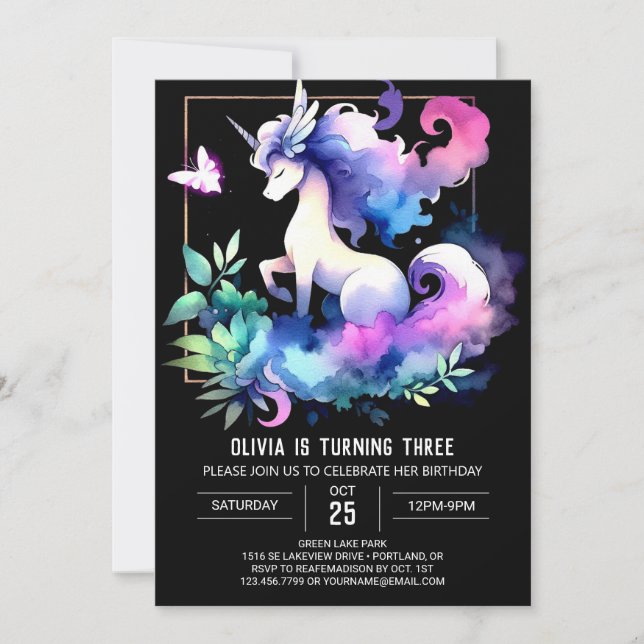Invitación Dreamy Jungle Horse Birday (Anverso)