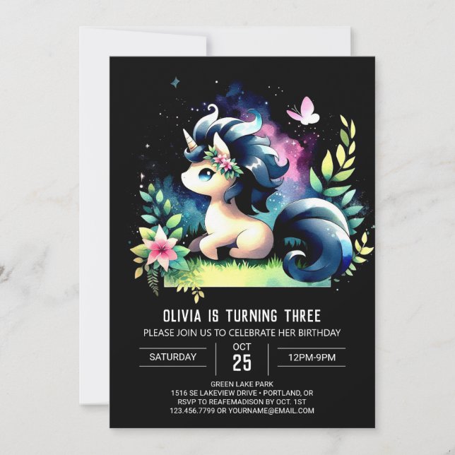 Invitación Dreamy Jungle Horse Birday (Anverso)