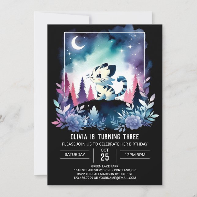 Invitación Dreamy Jungle Tiger Birday (Anverso)