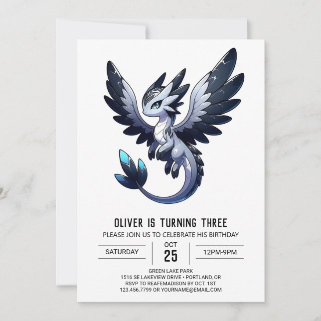 Invitación Dreamy Kids Dragon Birthday (Anverso)