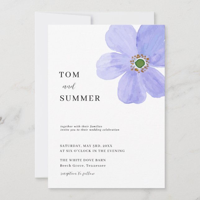Invitación Dreamy Lilac Flowers Wedding  (Anverso)
