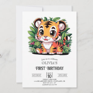 Invitación Dreamy Little Tiger 1er cumpleaños digital