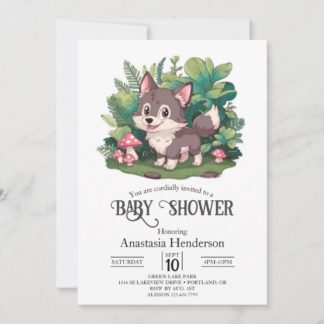 Invitación Dreamy Little Wolf Baby Shower (Anverso)