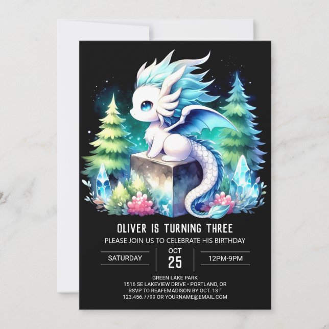 Invitación Dreamy Majestic Dragon Birday (Anverso)