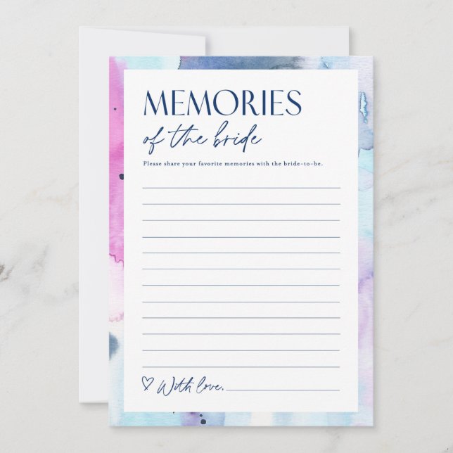 Invitación Dreamy Memories of the Bride Shower Activity Card (Anverso)
