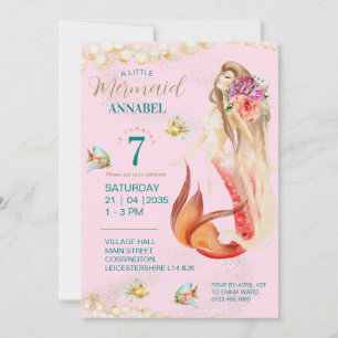 Invitación Dreamy Mermaid Birthday Party