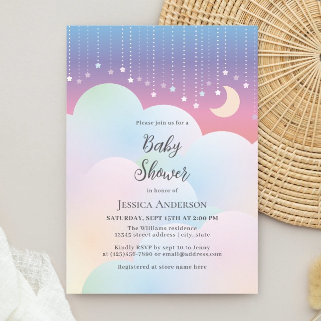 Invitación Dreamy Moon and Stars Gender Neutral Baby Shower (Subido por el creador)