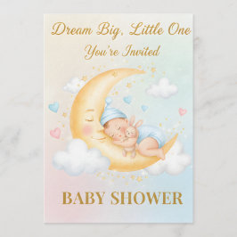 Invitación Dreamy Moon Baby Shower Invitation - Sleeping Baby