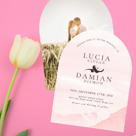 Invitación Dreamy Mountain Watercolor Photo Boda