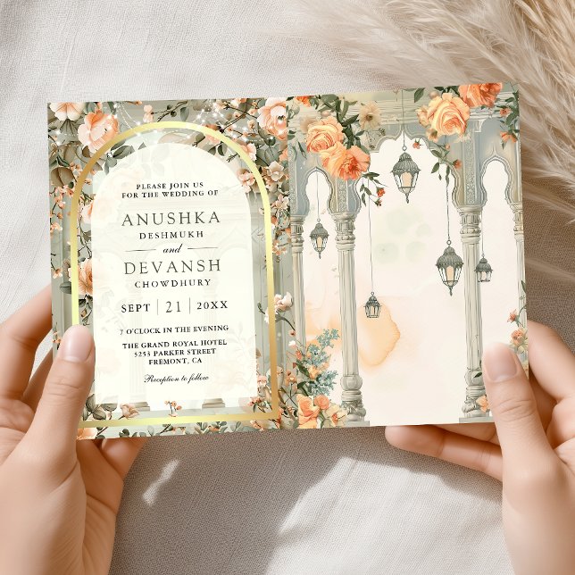 Invitación Dreamy Mughal Palace QR Code Indian Wedding (Subido por el creador)
