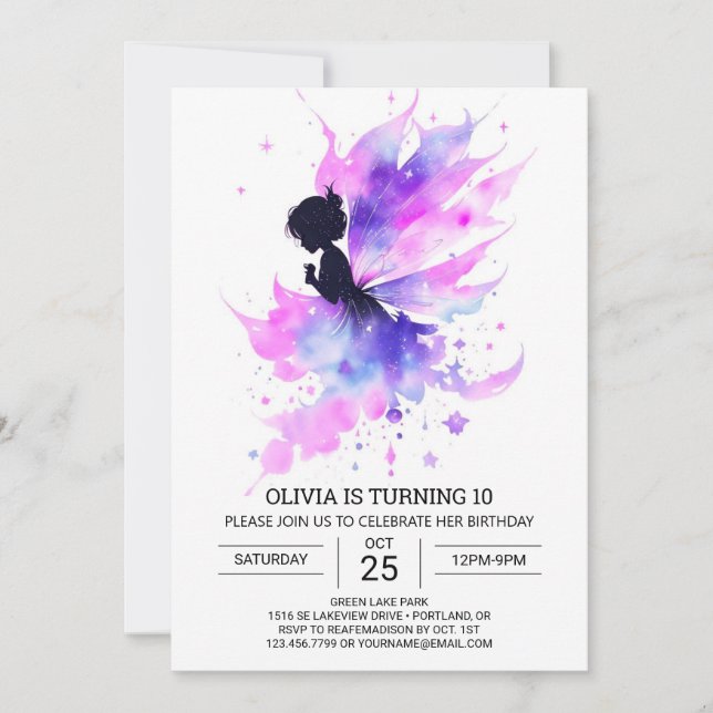 Invitación Dreamy Mythical Fairy Birthday (Anverso)