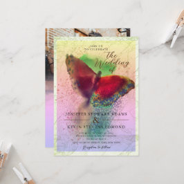 Invitación Dreamy Ombre Butterfly Photo Overlay Boda