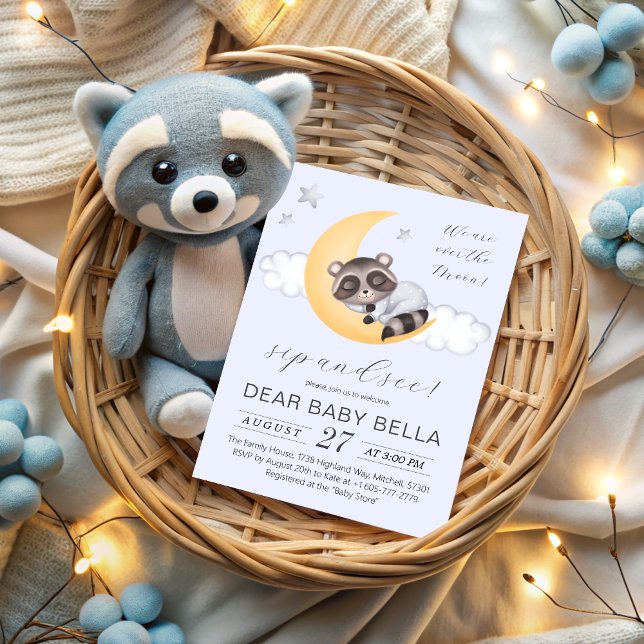 Invitación Dreamy Over the Moon Boy Baby Shower Sip and See (Dreamy Over the Moon Boy Baby Shower Sip and See Invitation)