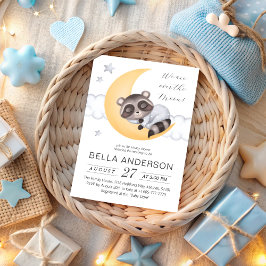 Invitación Dreamy Over the Moon Raccoon Boy Baby Shower