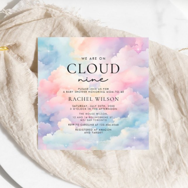 Invitación Dreamy Pastel Cloud Nueve Baby Shower (Subido por el creador)
