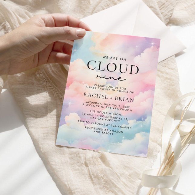 Invitación Dreamy Pastel Cloud Nueve Baby Shower (Subido por el creador)
