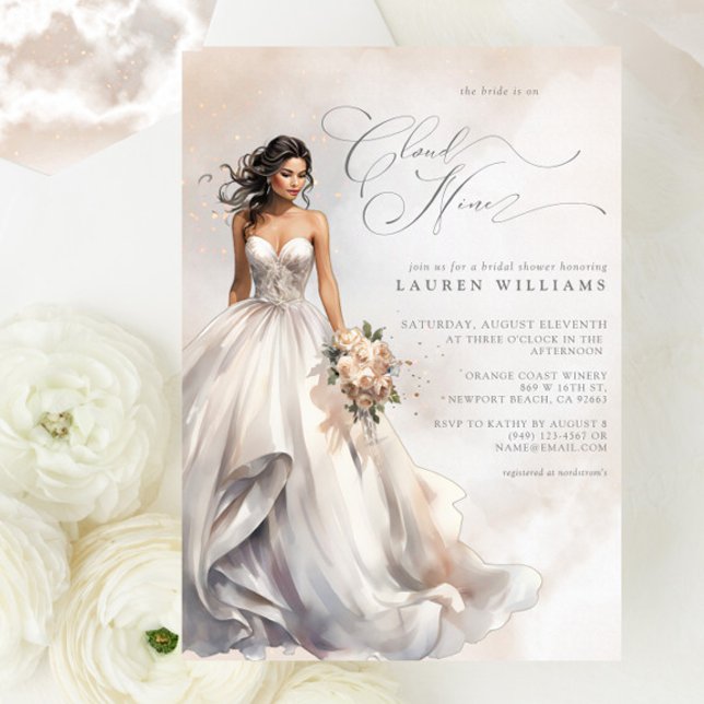 Invitación Dreamy Pastel está en la ducha nupcial de nueve no (Join us on Cloud Nine for her dreamy bridal shower!)