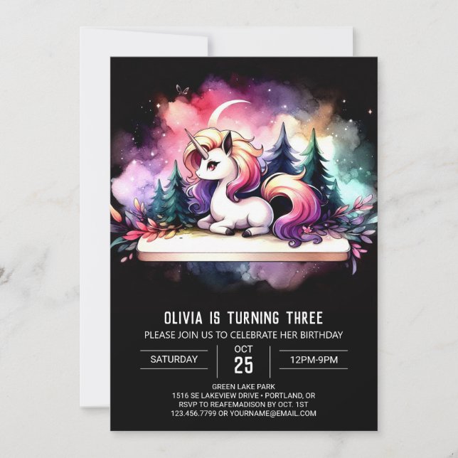 Invitación Dreamy Pastel Horse Birthday (Anverso)