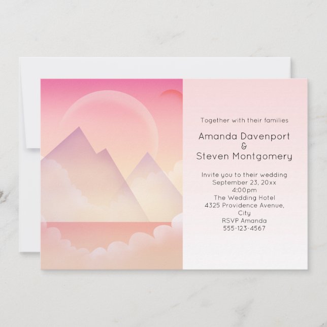 Invitación Dreamy Pastel Mountain Landscape Boda (Anverso)