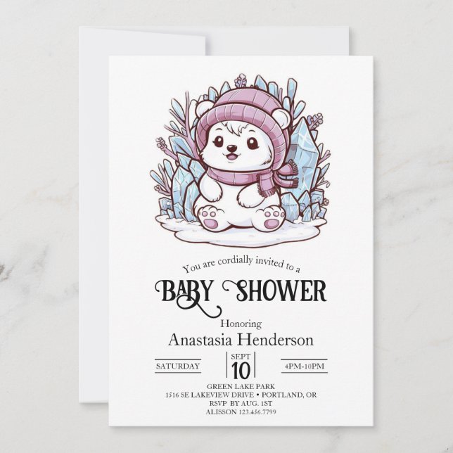 Invitación Dreamy Pastel Polar Bear Digital Baby Shower (Anverso)