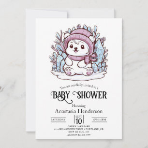 Invitación Dreamy Pastel Polar Bear Digital Baby Shower