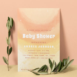 Invitación Dreamy Peach & Yellow Watercolor Sun Baby Shower