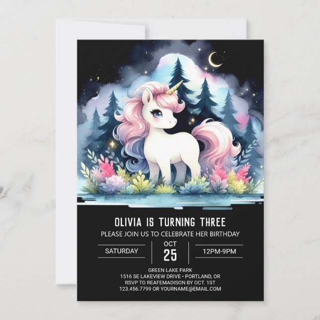 Invitación Dreamy Personalizado Horse Birthday (Anverso)
