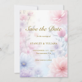 Invitación Dreamy Pink Blue Watercolor Fantasy Floral Fine