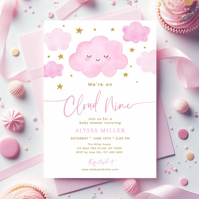 Invitación Dreamy Pink Cloud Nine Baby Shower (Subido por el creador)