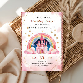 Invitación Dreamy Rainbow Princess Castle 3rd Birthday