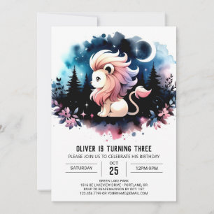 Invitación Dreamy Safari Lion Birthday