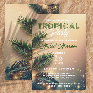 Invitación Dreamy Sparkly Palm deja la fiesta de cumpleaños t